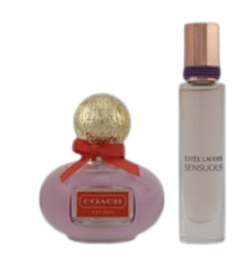 Luxury cosmetic packaging with decorative metal finishes including gold and metallized surfaces#1.0